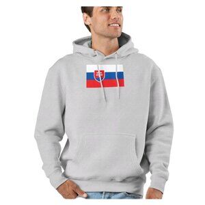 James & Nicholson Flag of Slovakia Classic Gray Pullover Hoodie Sweatshirt Large